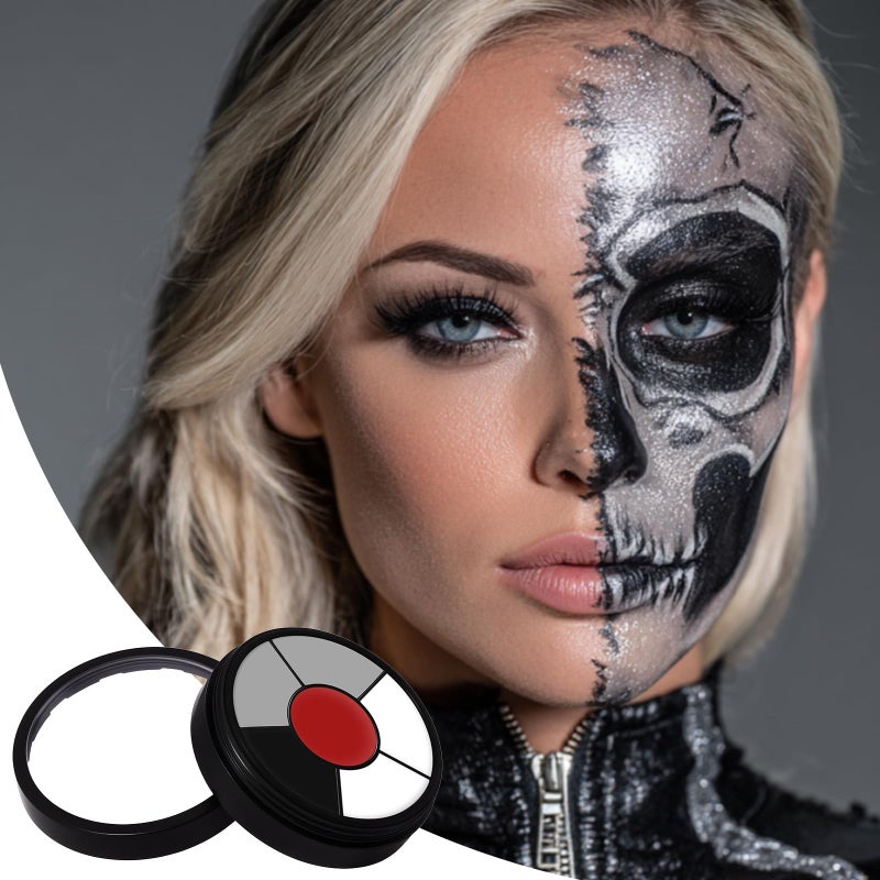 BOBISUKA Grey Face & Body Paint – 6 Colors Cream Washable Face Paint for Skeleton Vampire Zombie Joker Devil Costume & Theme – Easy to Blend, High Pigment & Long Lasting - Image 3